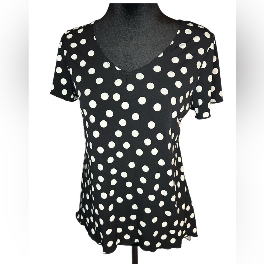 Shannon Ford New York Black and White Polka Dot Short Sleeve Top